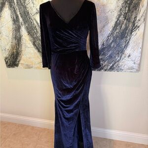 NWTs JJs House Velvet 3/4 Long Sleeve Dress in Rich Navy